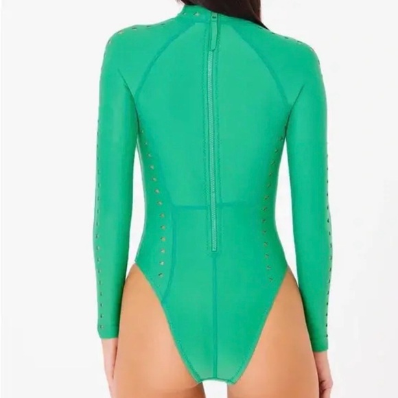 GIGI C Vibrant Green Cutout Swim Bodysuit - Picture 2 of 12